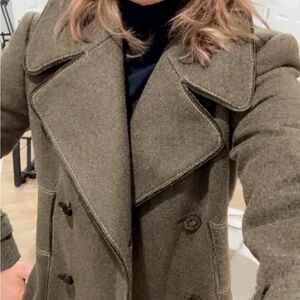 Elie Tahari Olive Double-Breasted Coat